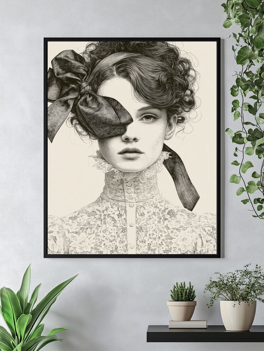 Victorian Portrait Illustration Print. — room view 4