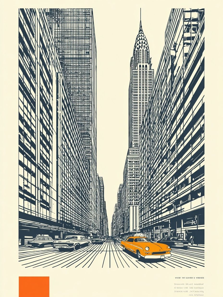 New York City Street Illustration Poster. poster — illustration art