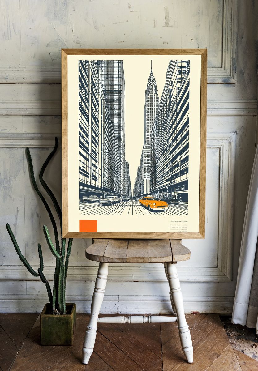 New York City Street Illustration Poster. — room view 1