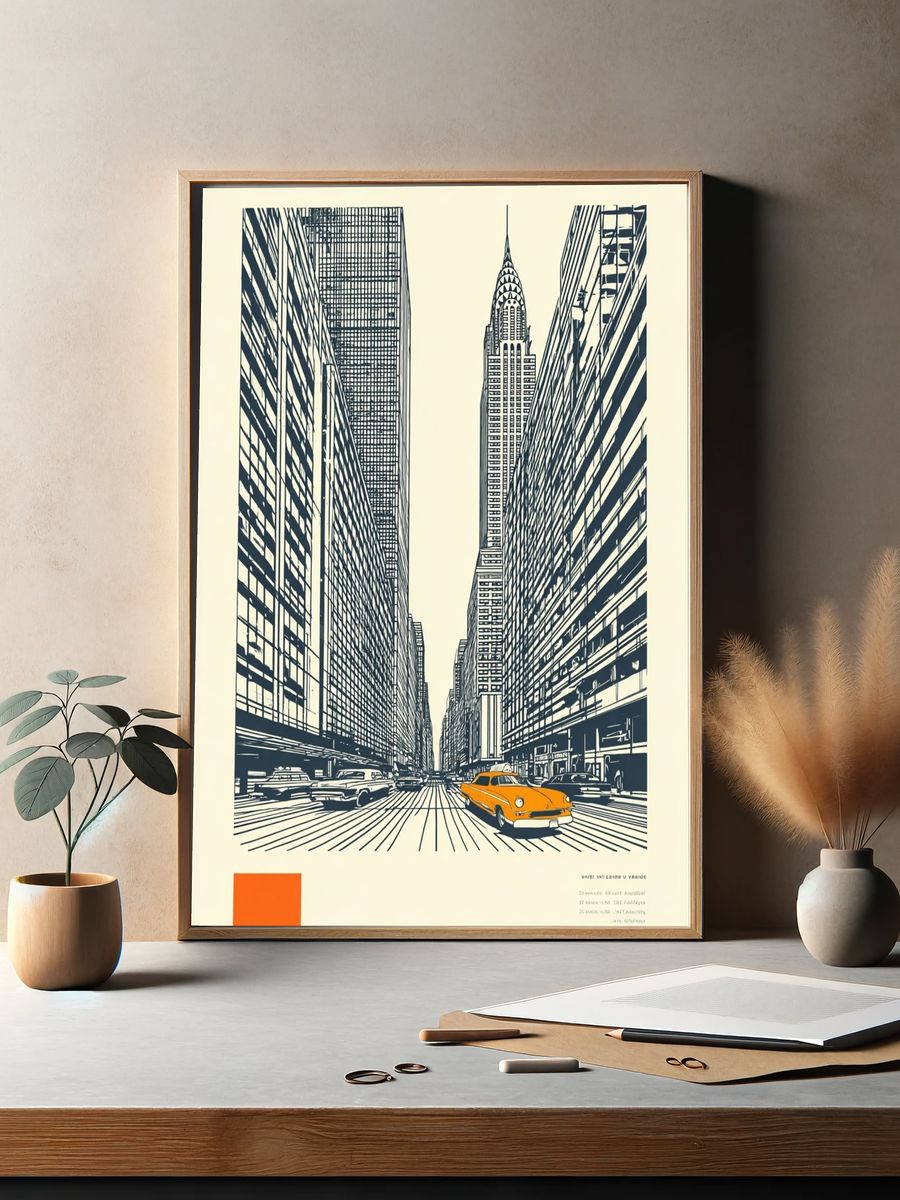 New York City Street Illustration Poster. — room view 2
