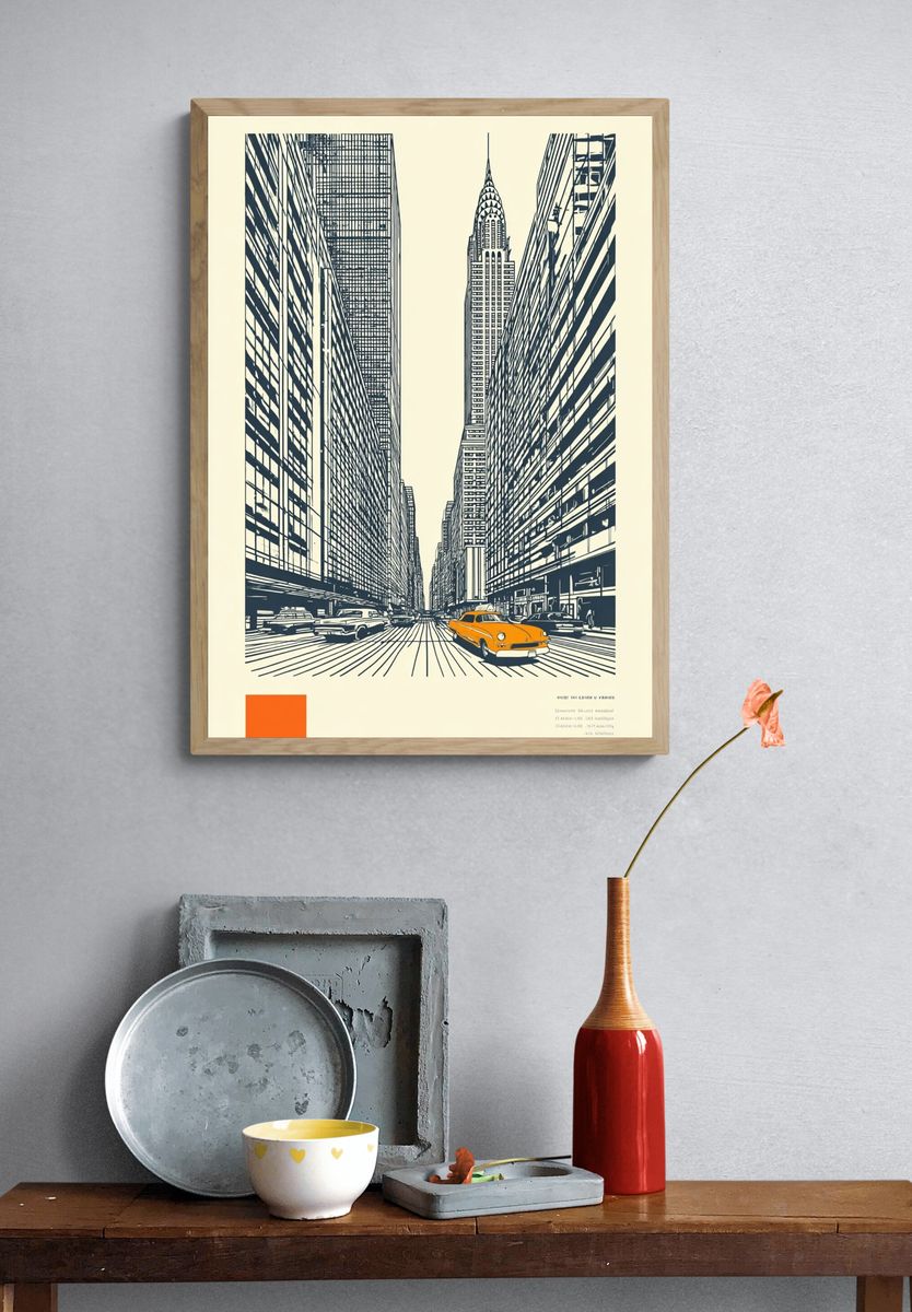 New York City Street Illustration Poster. — room view 3