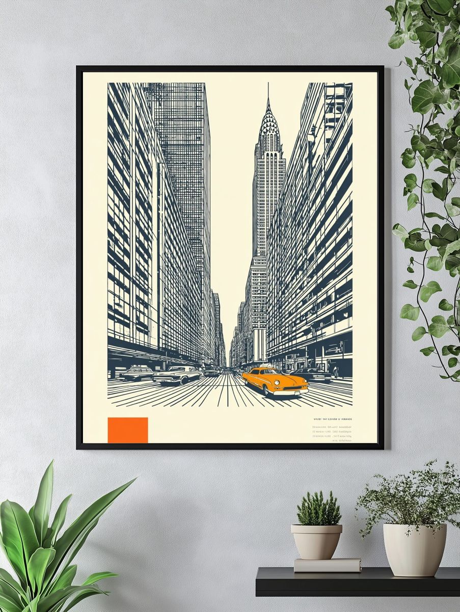 New York City Street Illustration Poster. — room view 4