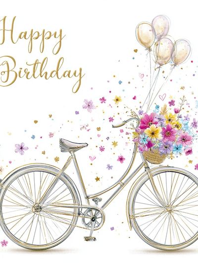 Happy Birthday Bicycle Illustration Poster. poster