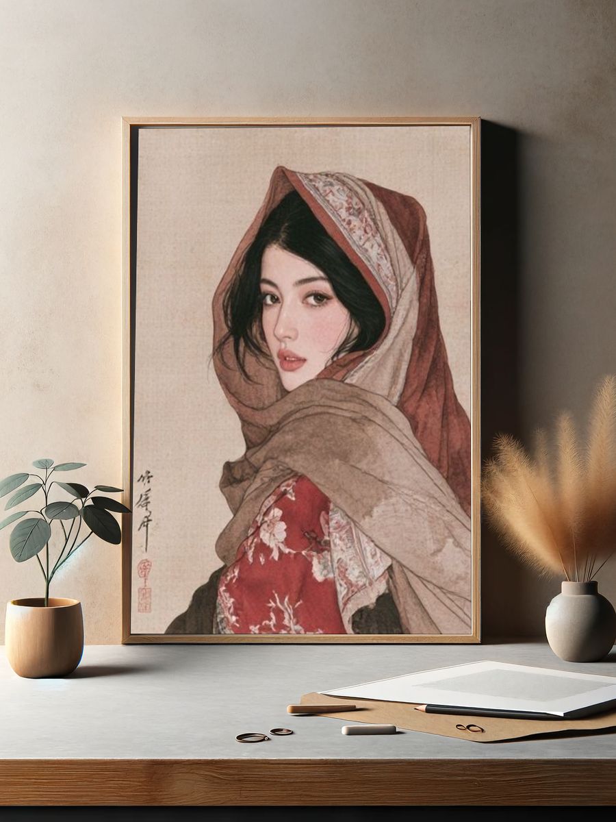 Kimono Portrait Illustration Print. — room view 2