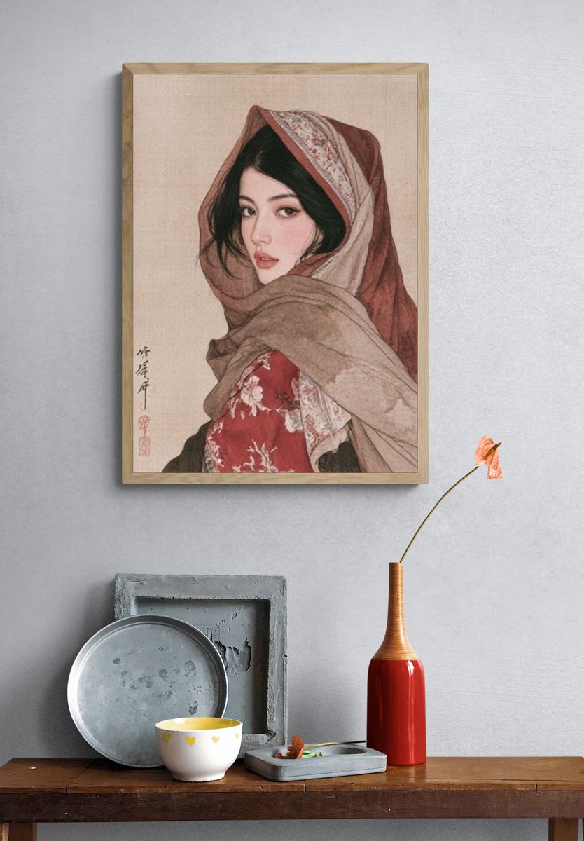 Kimono Portrait Illustration Print. — room view 3