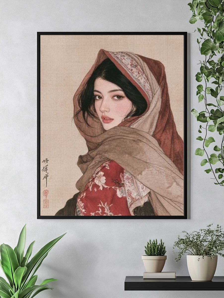 Kimono Portrait Illustration Print. — room view 4