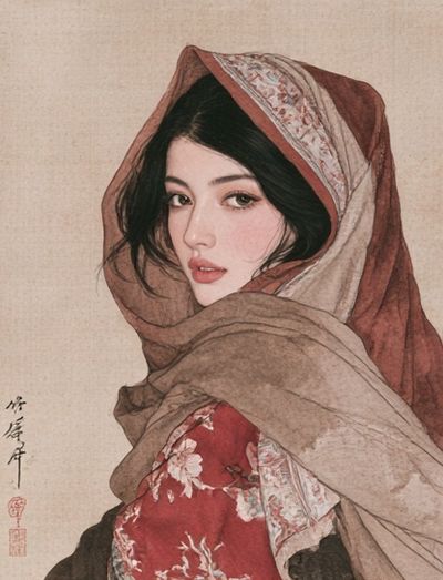 Kimono Portrait Illustration Print.
