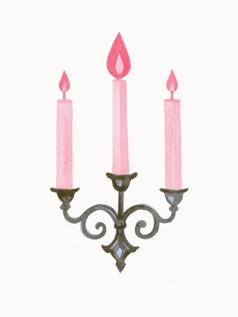 Pink Candle Sconce Illustration Poster. poster detail