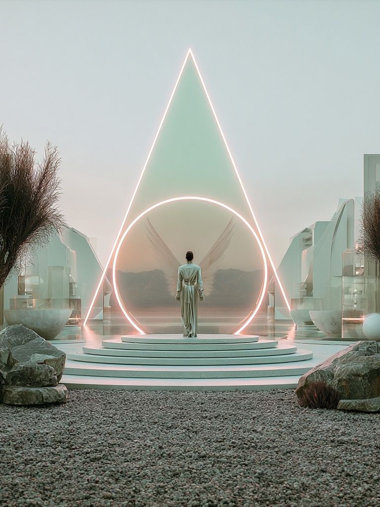 Surreal Neon Portal Print. poster — illustration art