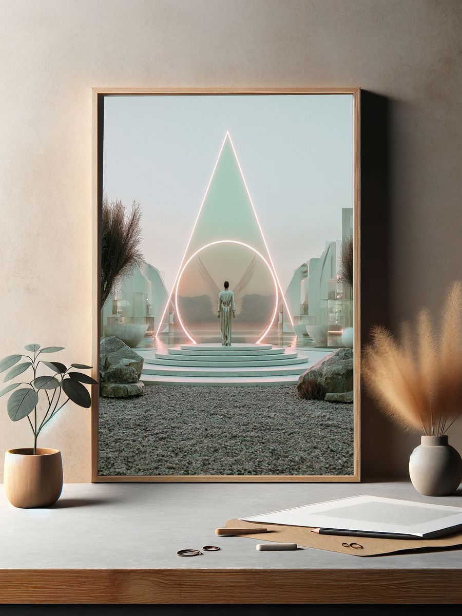 Surreal Neon Portal Print. — room view 2