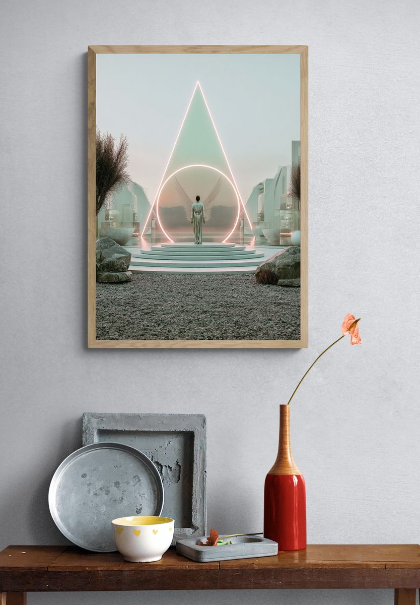 Surreal Neon Portal Print. — room view 3