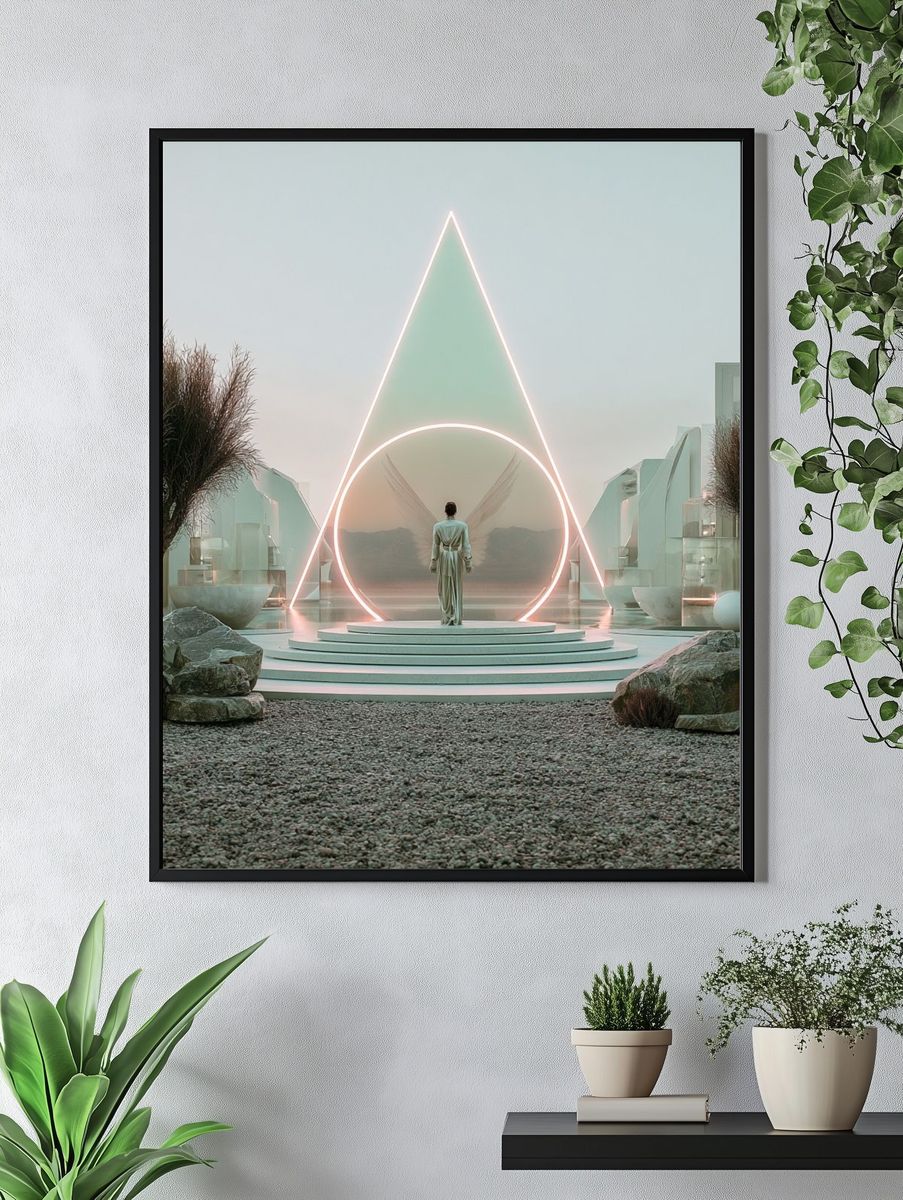 Surreal Neon Portal Print. — room view 4