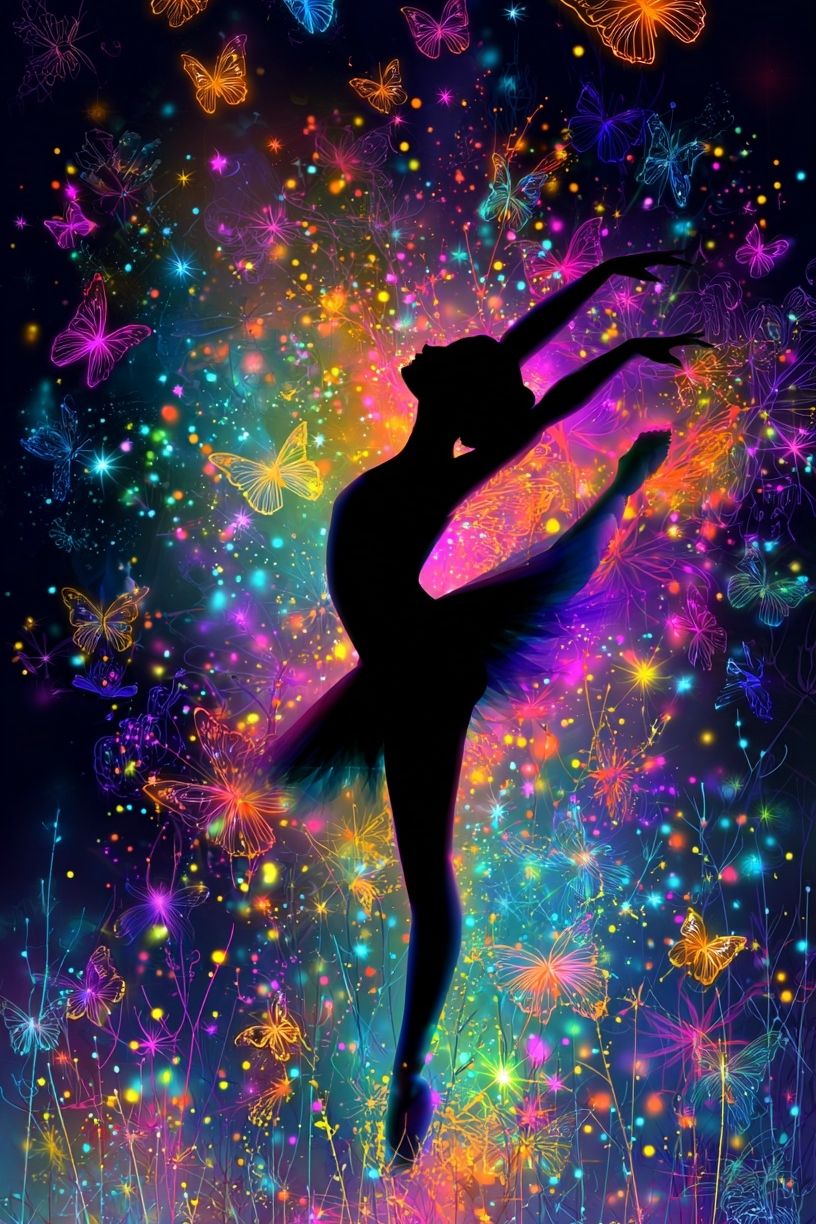 Neon Ballet Butterfly Print. poster — illustration art