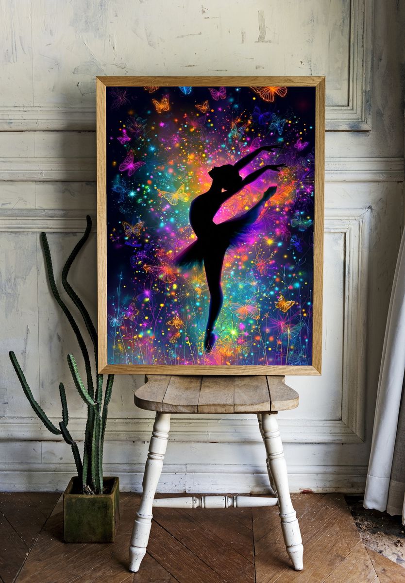 Neon Ballet Butterfly Print. — room view 1