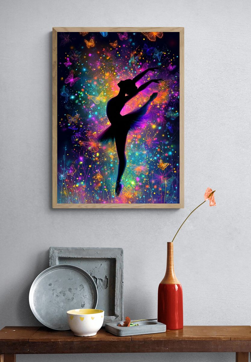 Neon Ballet Butterfly Print. — room view 3