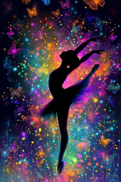 Neon Ballet Butterfly Print. poster