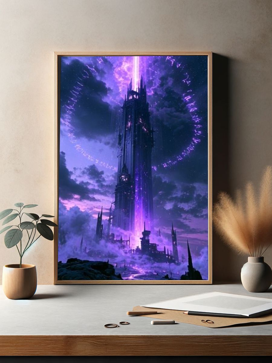 Purple Fantasy Tower Poster. — room view 2