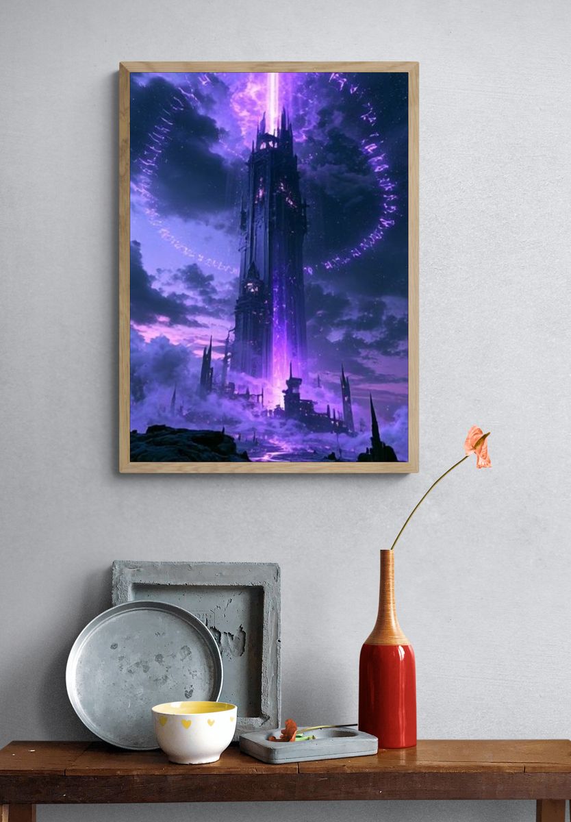 Purple Fantasy Tower Poster. — room view 3