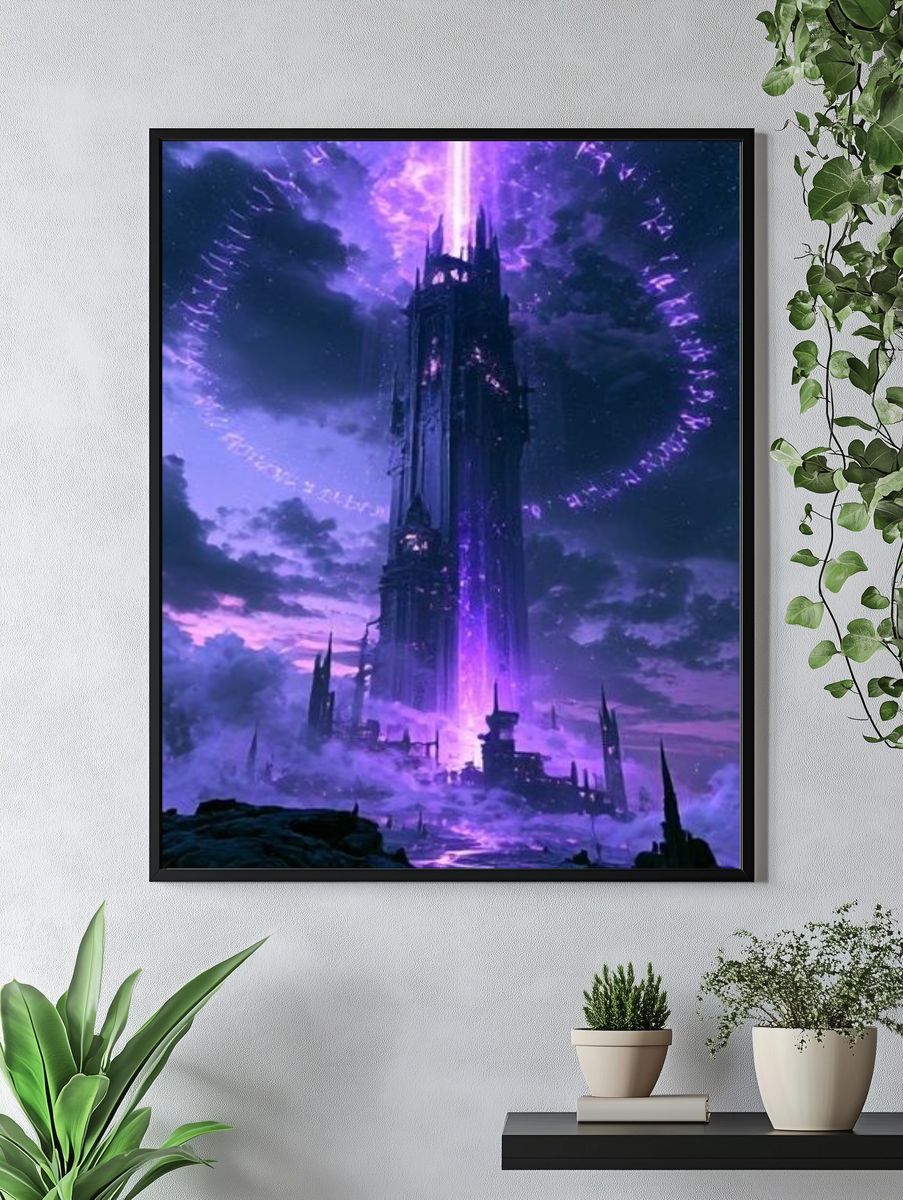 Purple Fantasy Tower Poster. — room view 4