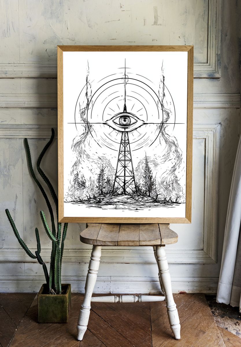 Mystic Eye Tower Illustration Poster. — room view 1