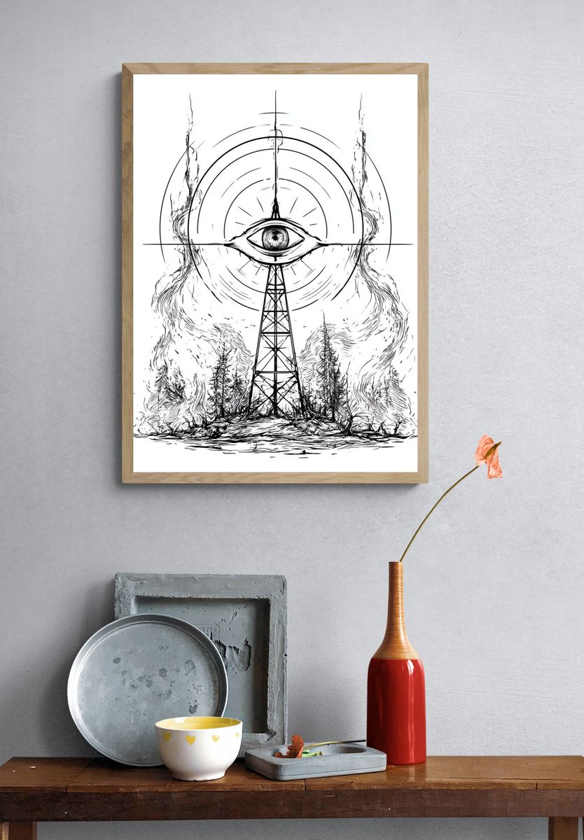Mystic Eye Tower Illustration Poster. — room view 3
