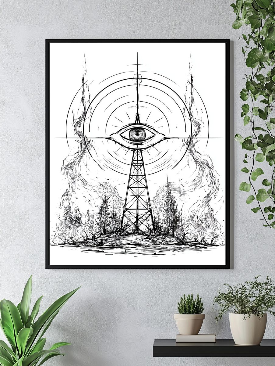 Mystic Eye Tower Illustration Poster. — room view 4