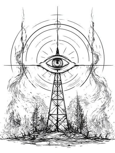 Mystic Eye Tower Illustration Poster.