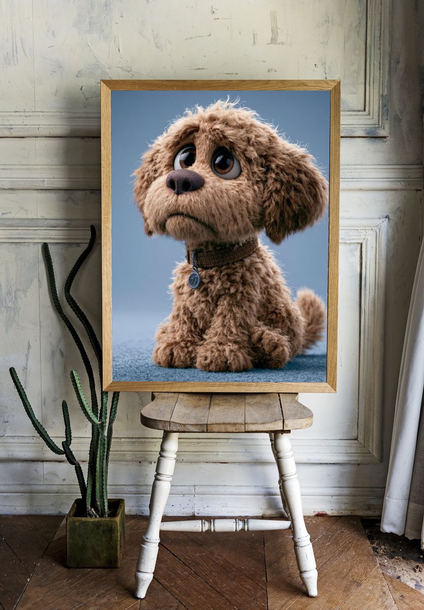 Sad Puppy Portrait Poster. — room view 1