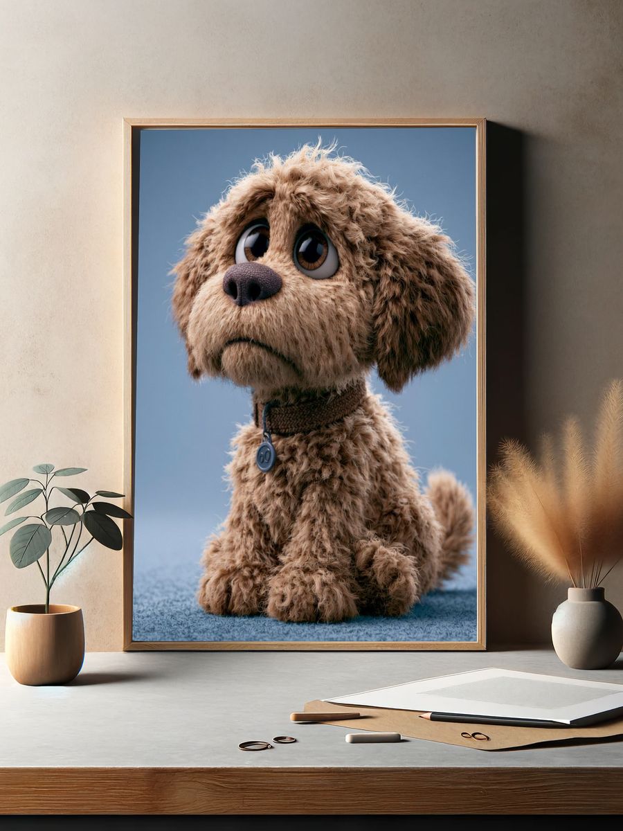 Sad Puppy Portrait Poster. — room view 2