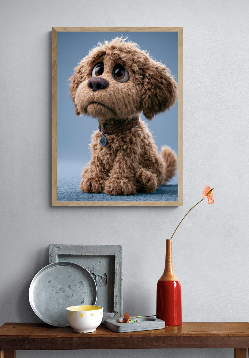 Sad Puppy Portrait Poster. — room view 3