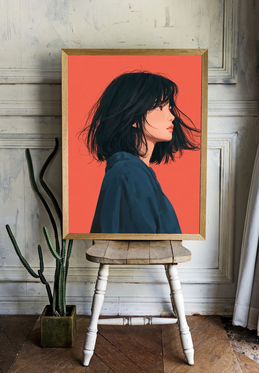 Profile Portrait Digital Art Poster. — room view 1