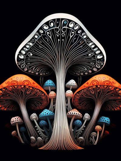 Psychedelic Mushroom Forest Print.