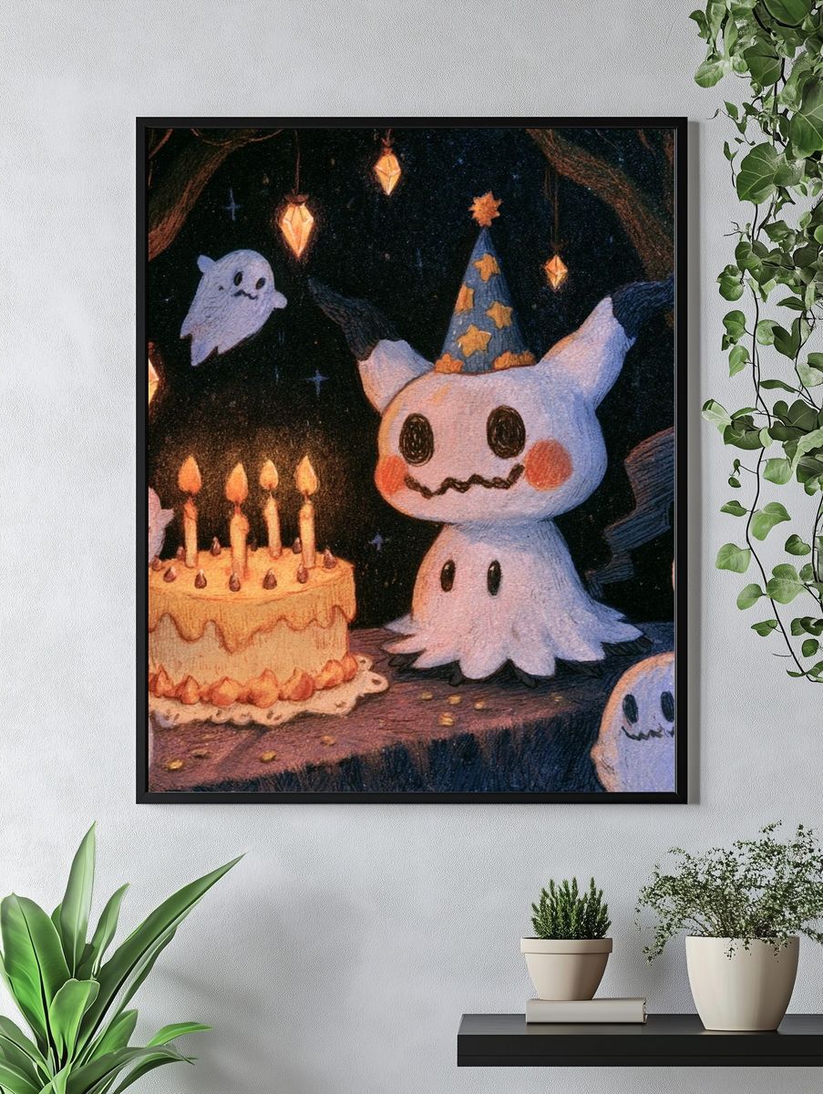 Ghost Birthday Party Illustration Poster. — room view 4