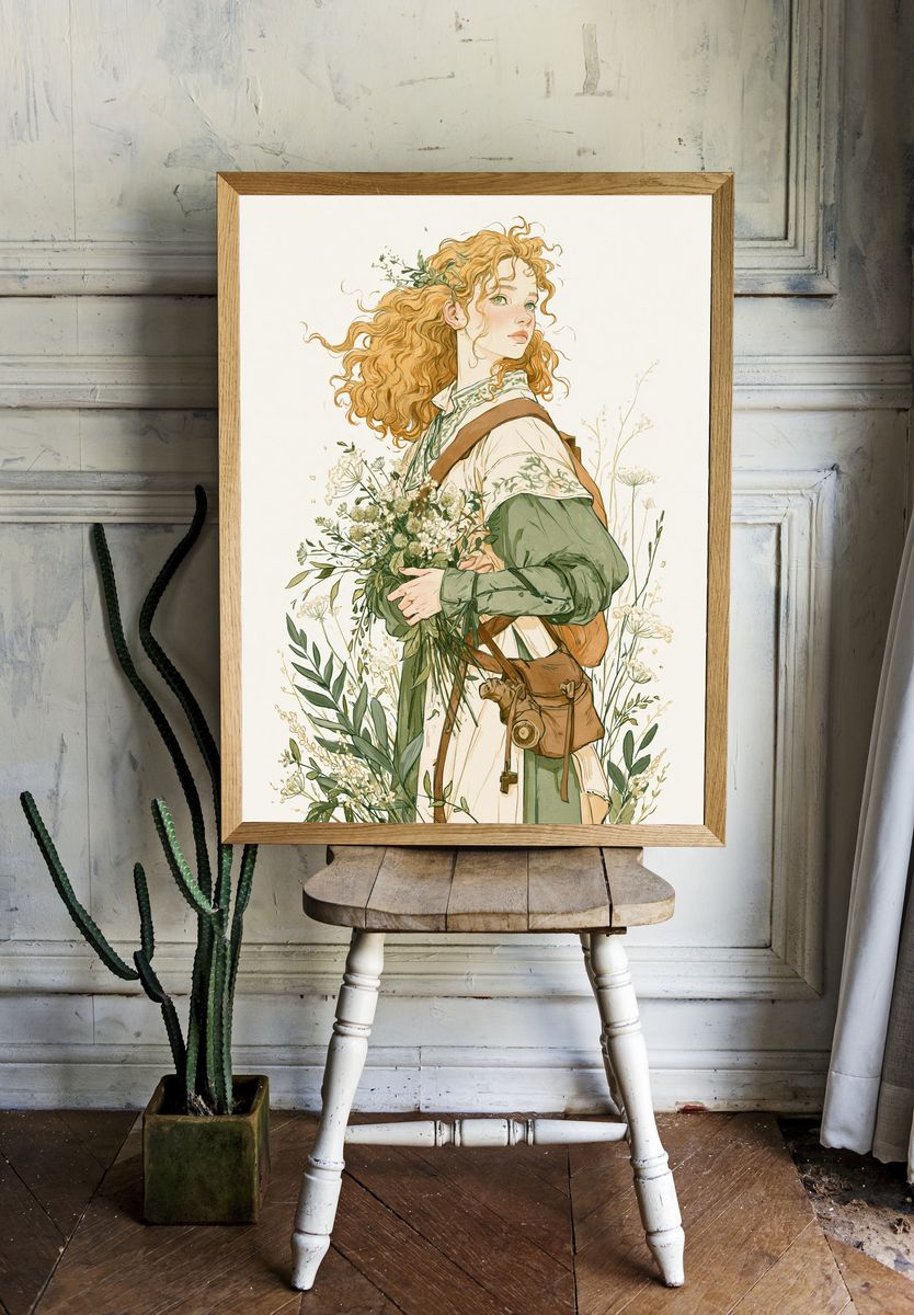 Wildflower Girl Illustration Poster. — room view 1
