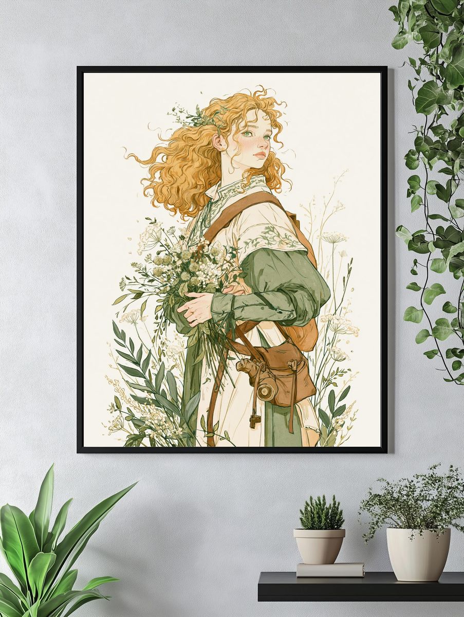 Wildflower Girl Illustration Poster. — room view 4