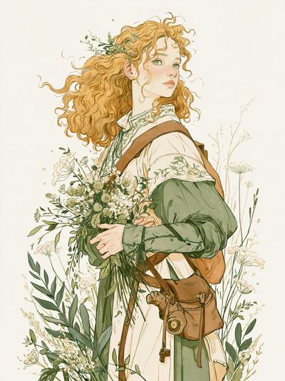 Wildflower Girl Illustration Poster.
