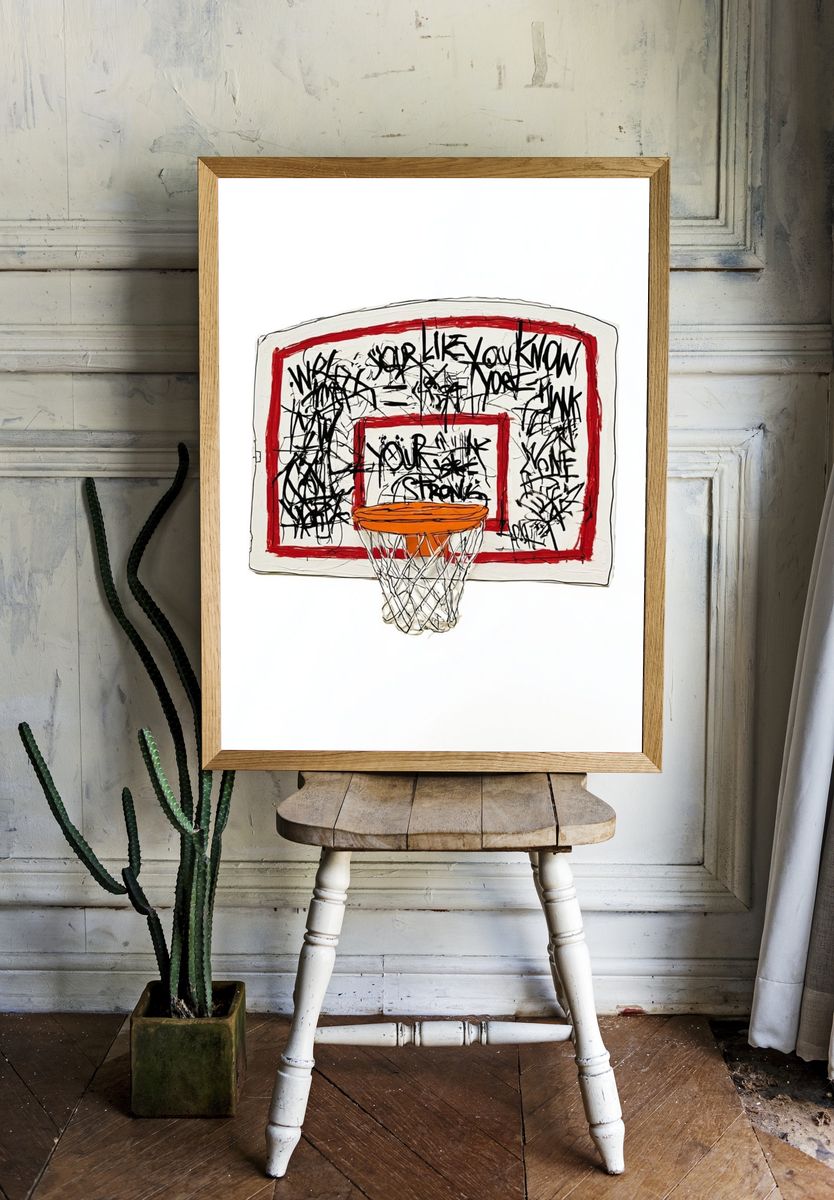 Graffiti Basketball Hoop Illustration Poster. — room view 1