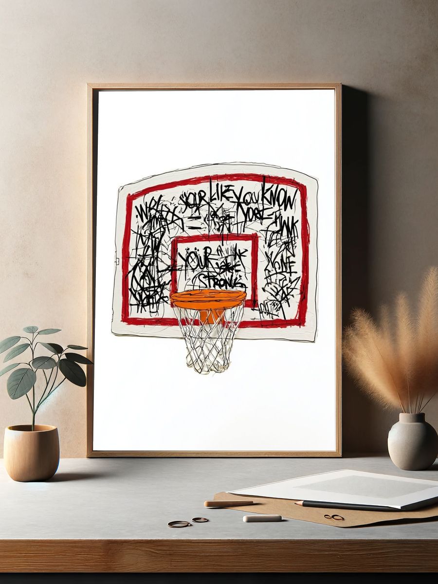 Graffiti Basketball Hoop Illustration Poster. — room view 2