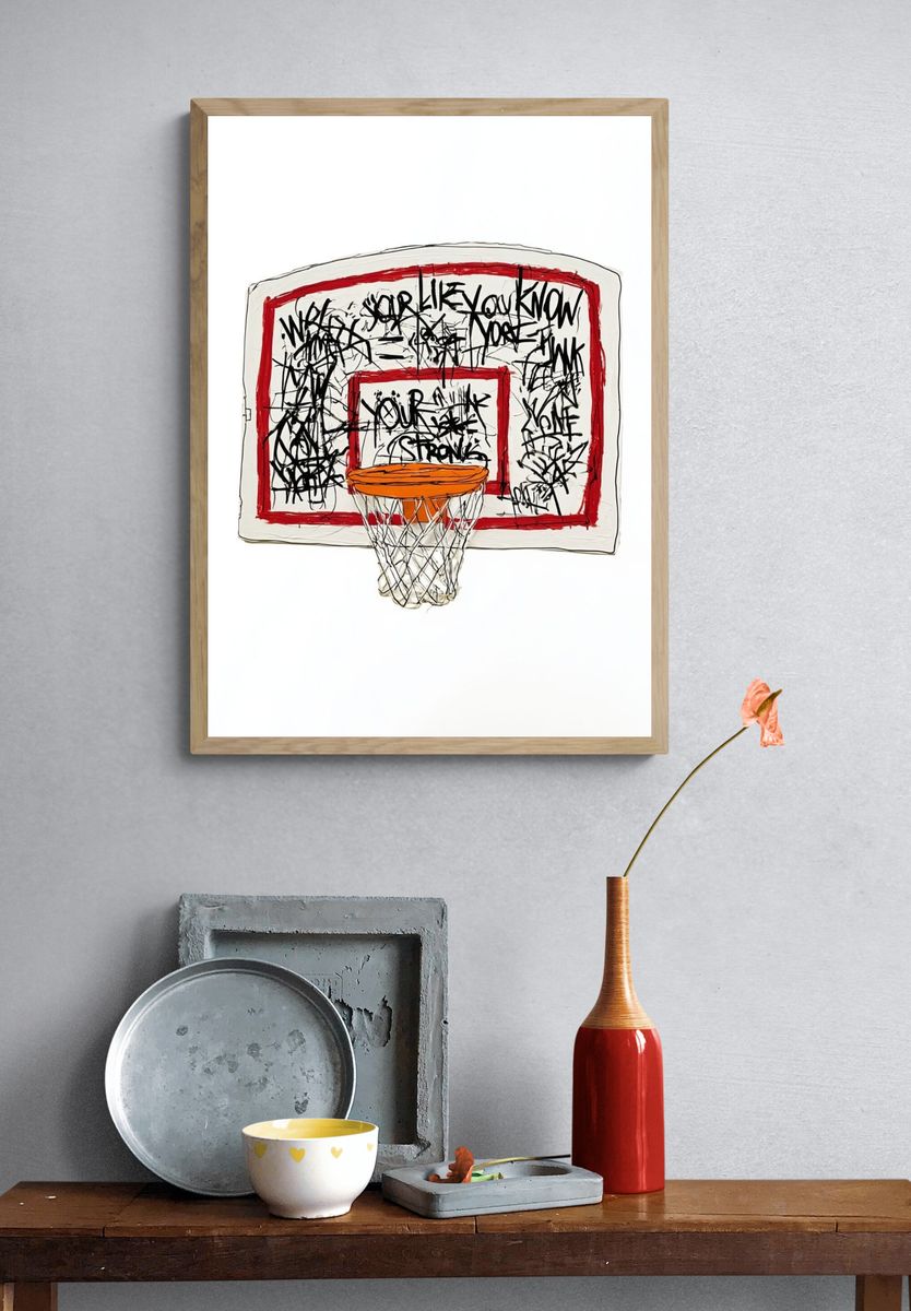 Graffiti Basketball Hoop Illustration Poster. — room view 3