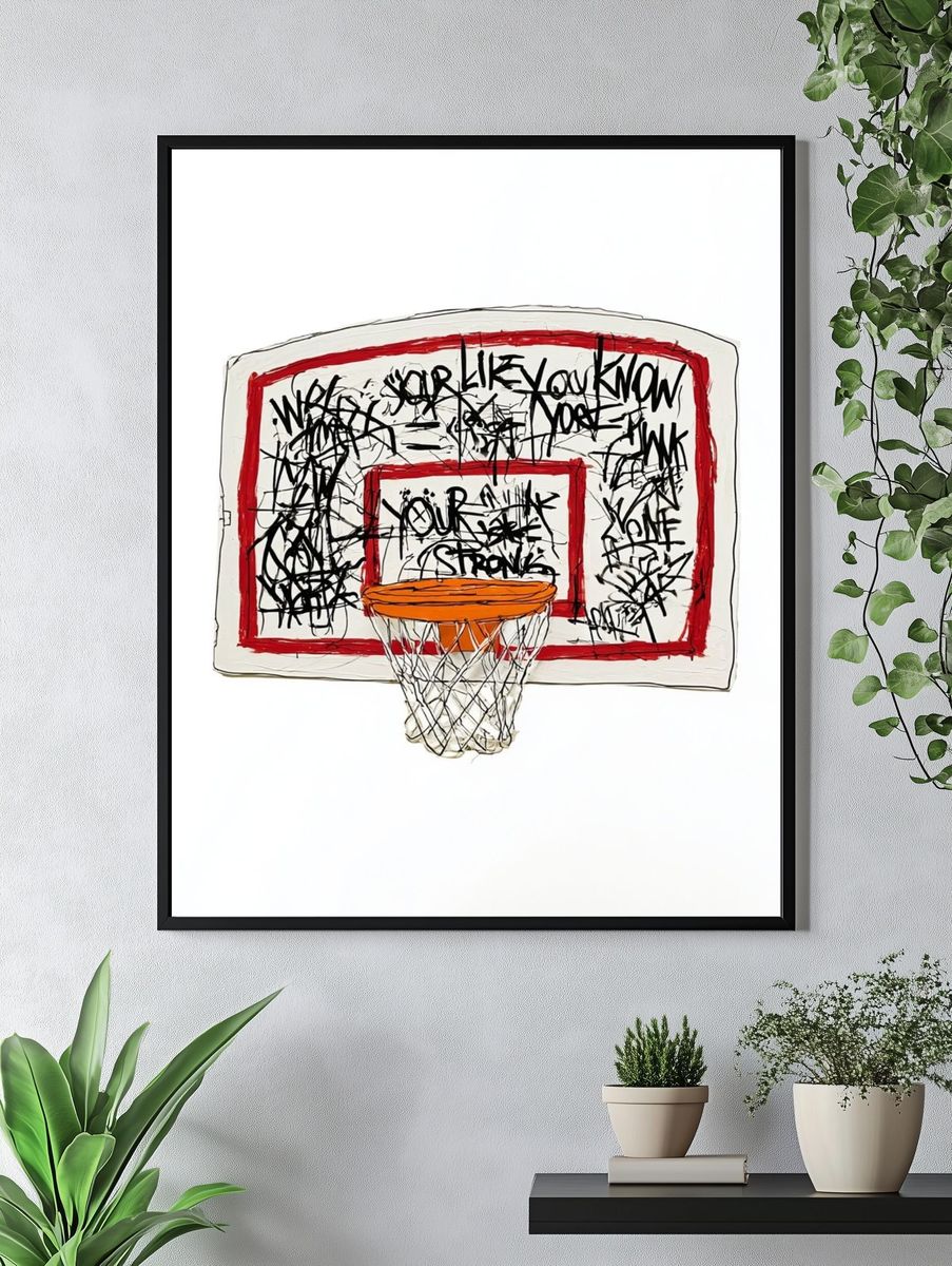 Graffiti Basketball Hoop Illustration Poster. — room view 4