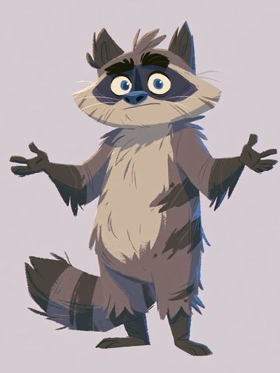 Curious Raccoon Illustration Poster.