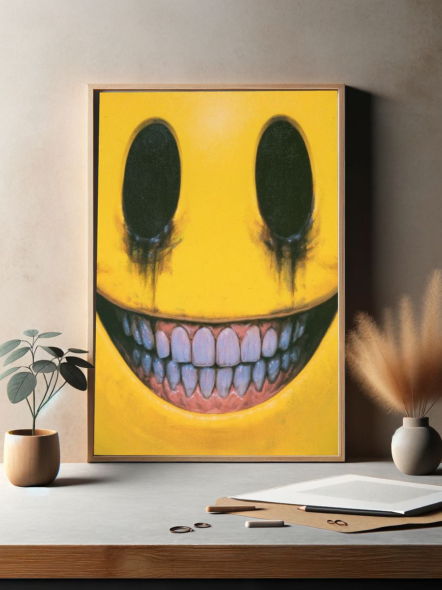 Creepy Smiley Face Illustration Poster. — room view 2