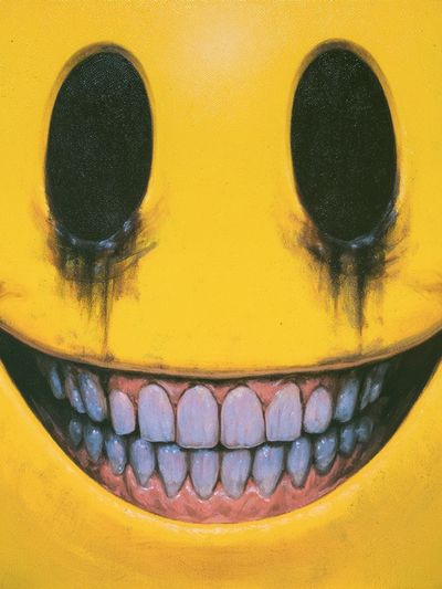 Creepy Smiley Face Illustration Poster.
