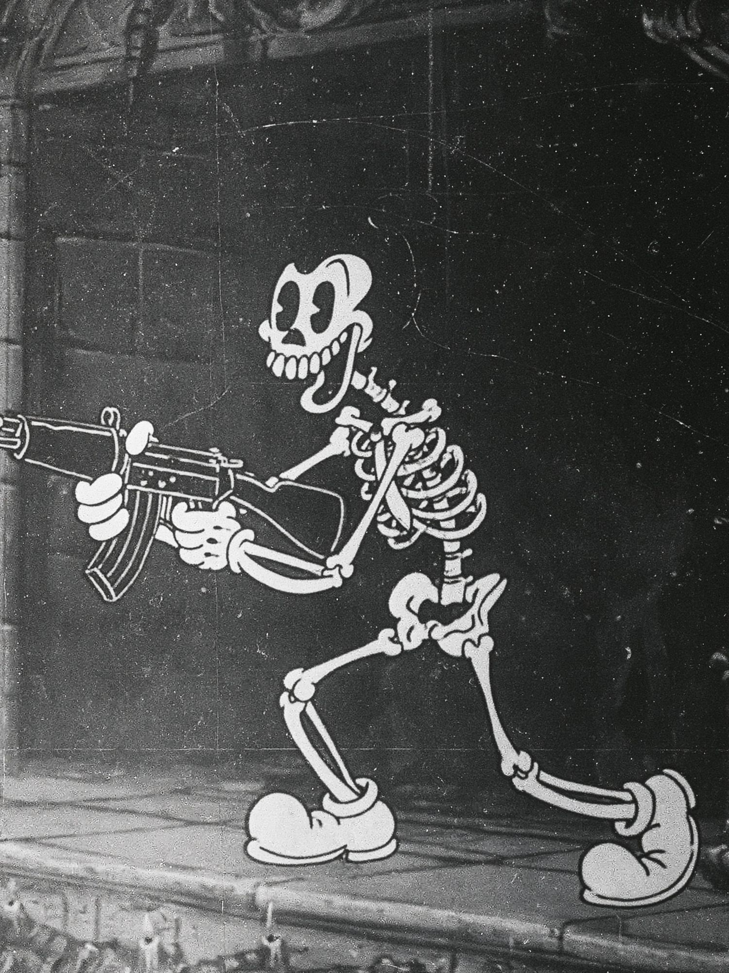 Skeleton Gunman Street-Art Poster. poster detail