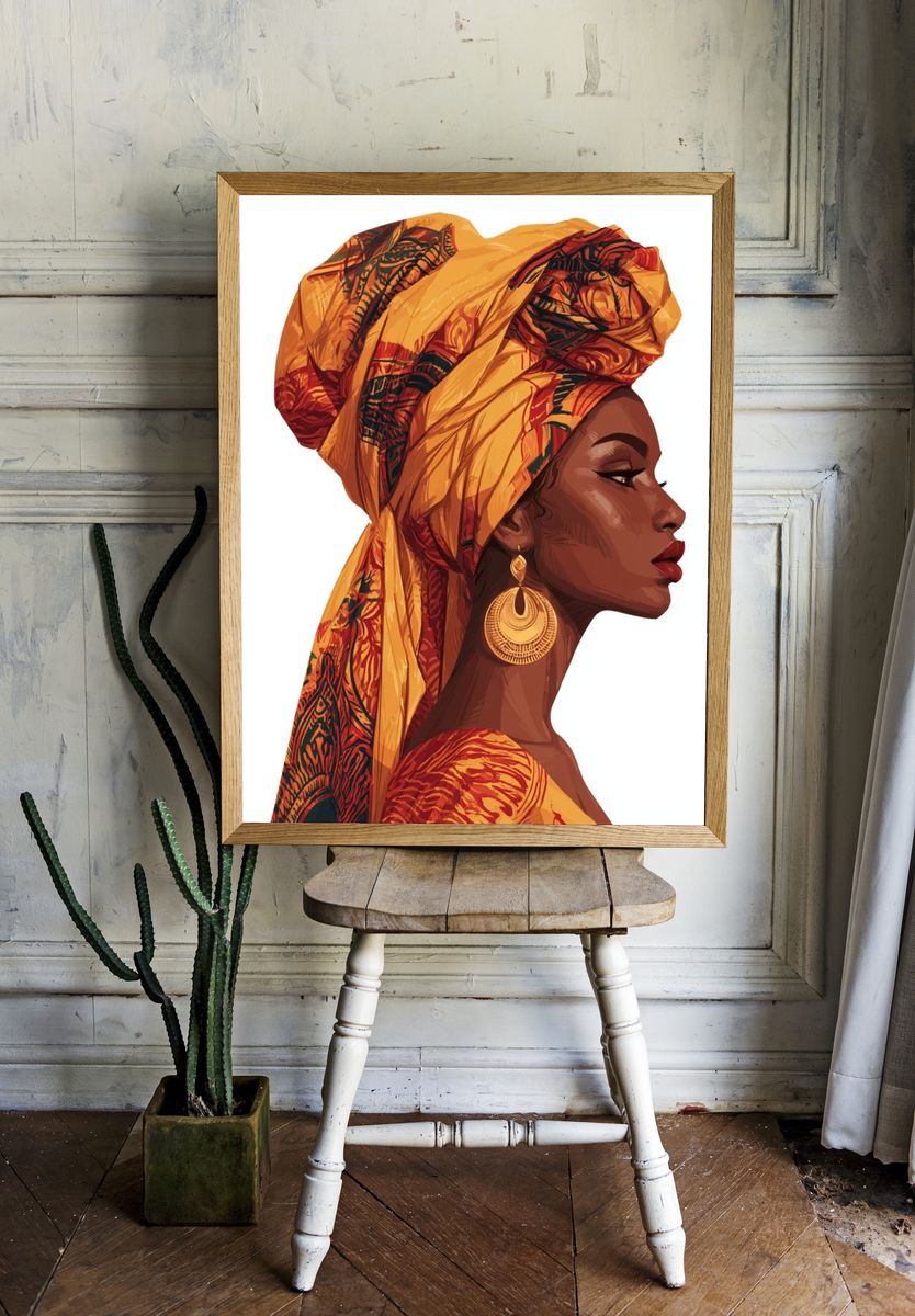 African Woman Portrait Illustration Poster. room preview
