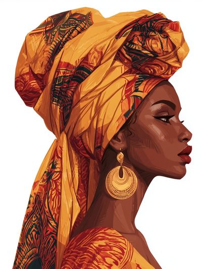 African Woman Portrait Illustration Poster.