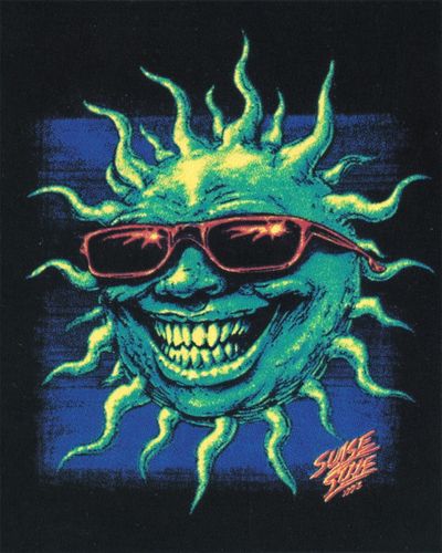 Sun Face Neon Illustration Poster. poster