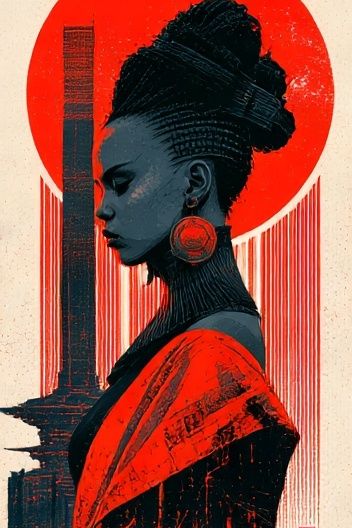 Red Halo Portrait Illustration Poster. poster detail