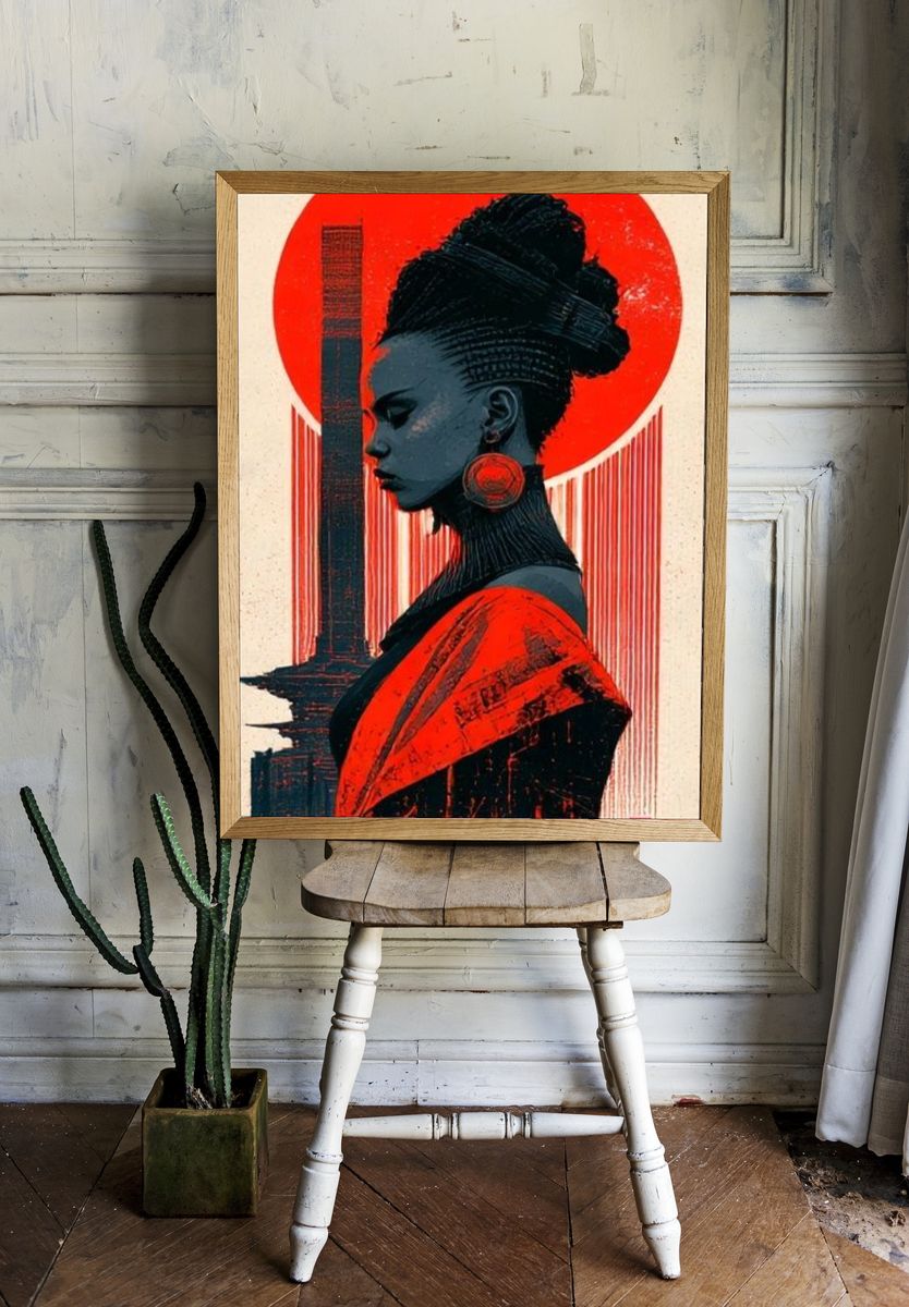 Red Halo Portrait Illustration Poster. room preview