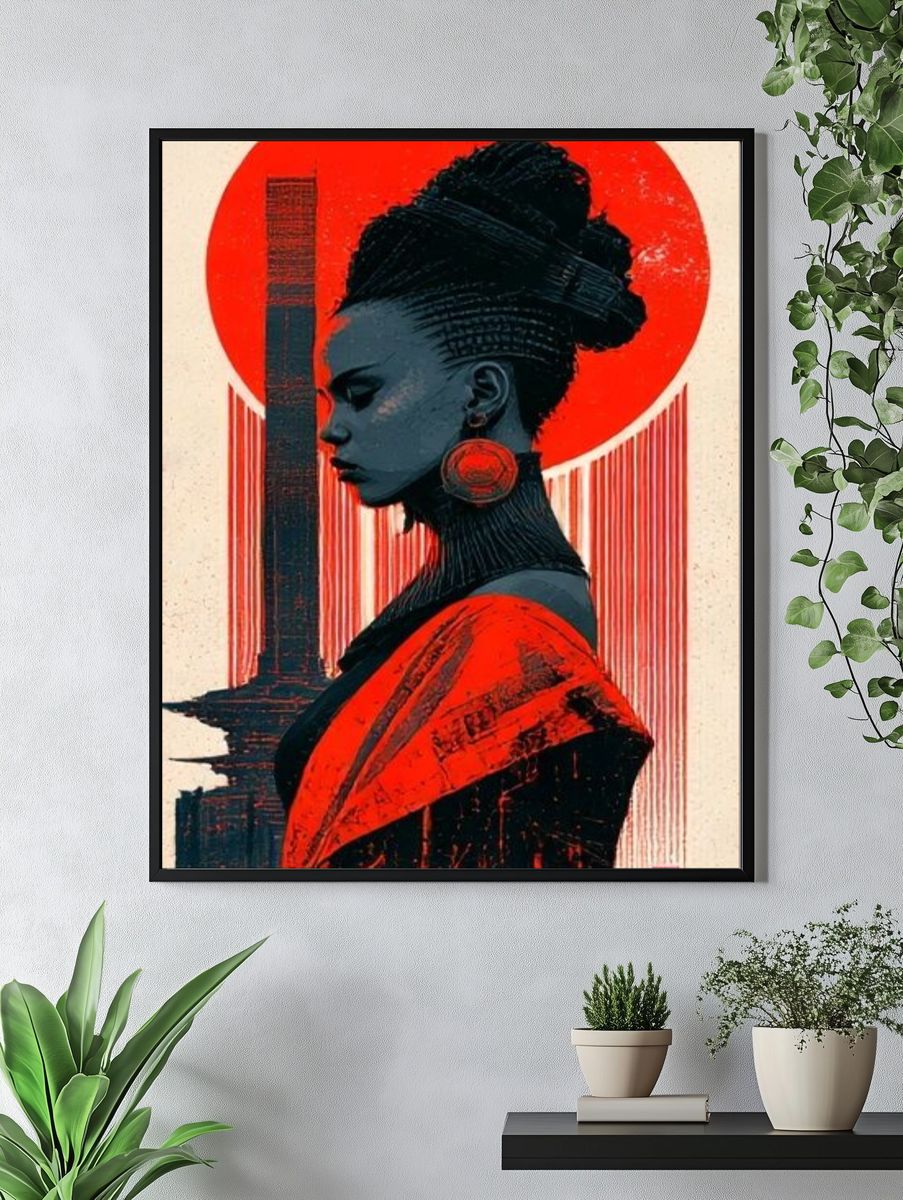 Red Halo Portrait Illustration Poster. — room view 4